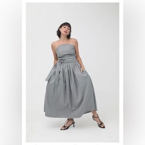 SLOAN twill midi skirt in gray
